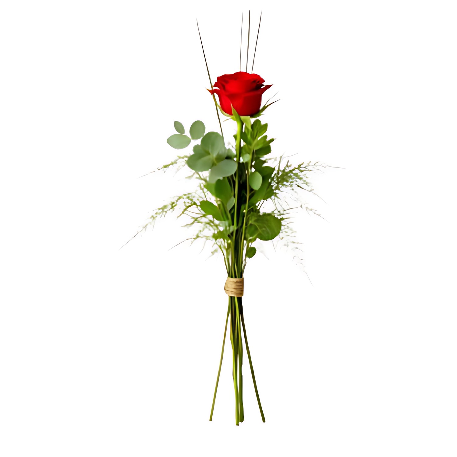 Rosbukett 1 st röd ros